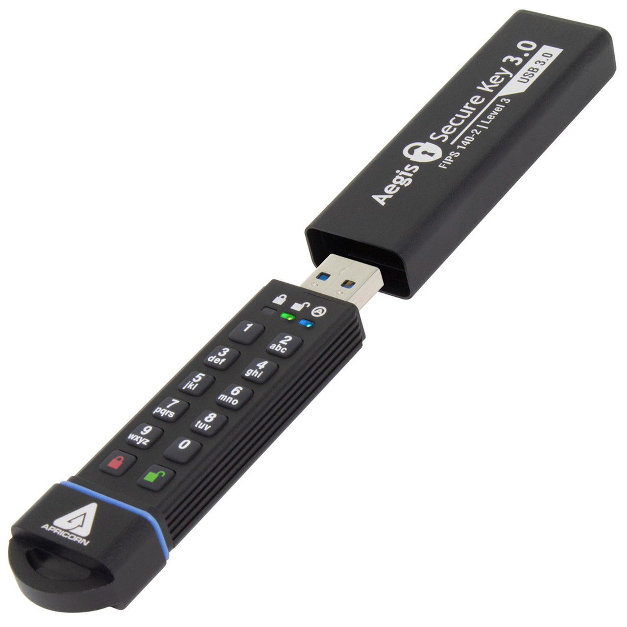 Apricorn Aegis Secure Key 3.0 – 1 TB, USB 3.2 Gen 1 Typ-A, Hardwareverschlüsselung, FIPS 140-2, IP68