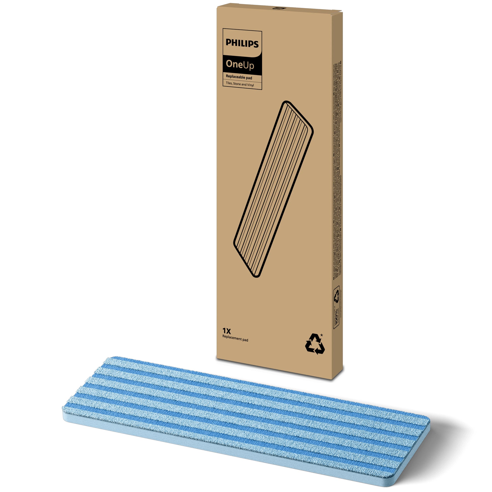 Philips Mopp-Pad XV1883/10 – für OneUp Elektrischer Mopp 3000/5000 Serie – 12 × 35 cm – 1 Stk.