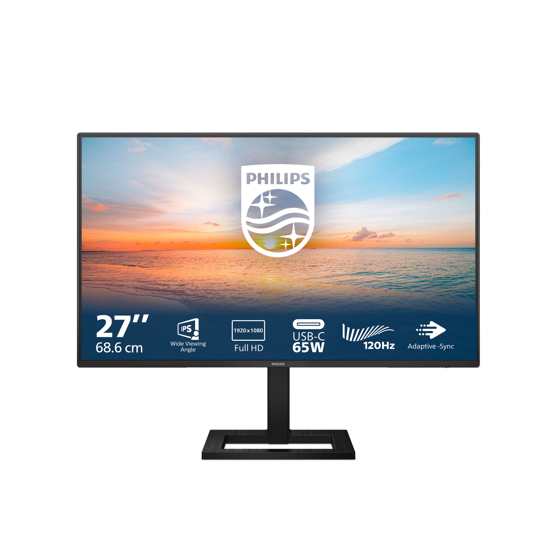 Philips 27E1N1300AE/00 – Monitor, 27", IPS, 100 Hz, 250 cd/m², USB-C, VESA 100 × 100, Schwarz