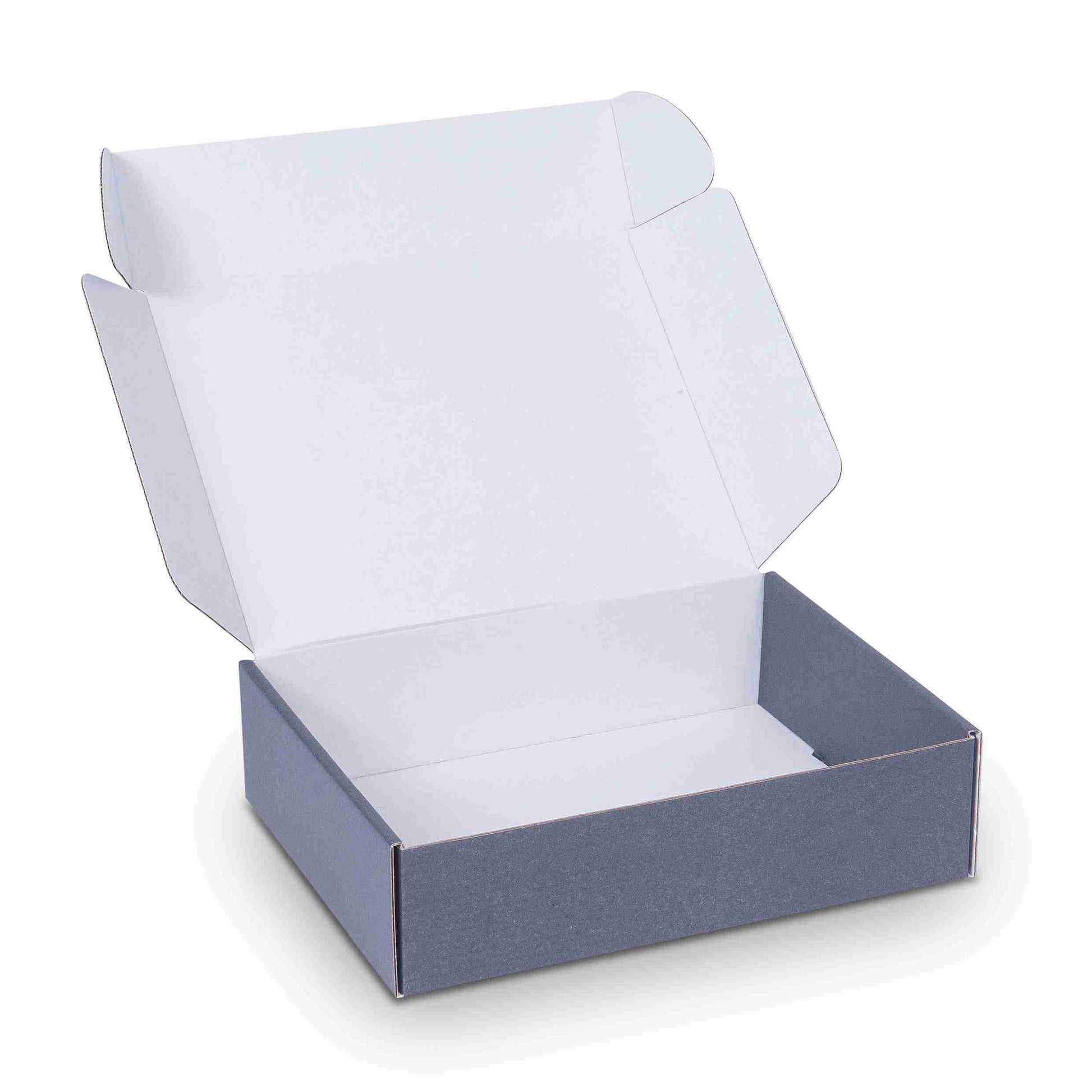 Model Geschenkbox anthrazit – 232 × 182 × 62 mm – Klappdeckel – 1 Stk., ab 60 Stk.