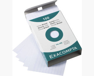 Exacompta Karteikarte A7 quer, liniert, weiss, 205 g/m², Karteikarton – 100 Stück