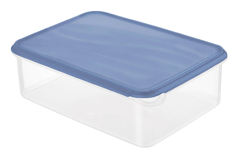 Rotho Vorratsdose 5 l, 24 × 31,5 × 10 cm, Kunststoff, Transparent/Blau