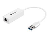 Sandberg Netzwerkadapter USB-A zu RJ-45 – 1 Gbit/s, USB 3.2 Gen 1 (5 Gbit/s), für Windows, Mac OS, Weiss