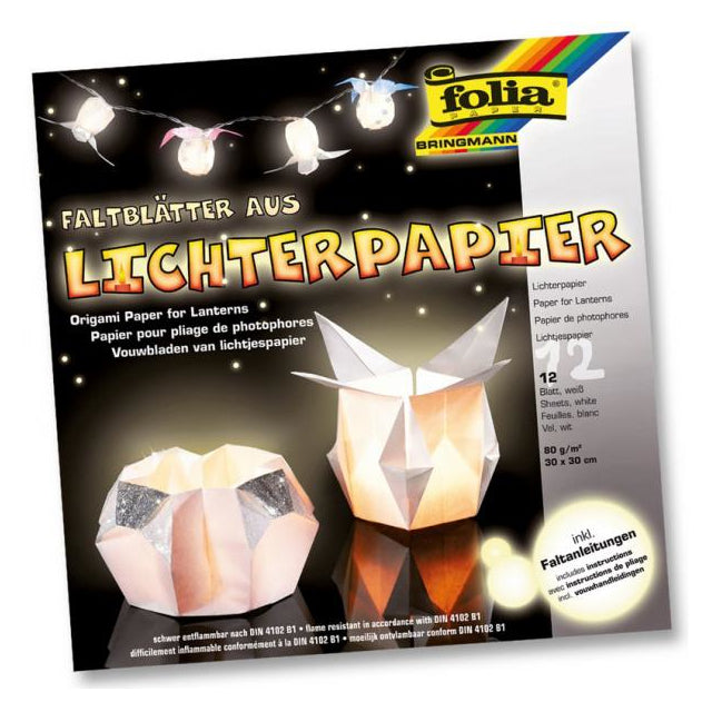 Folia Faltblätter aus Lichterpapier – 300 × 300 mm – 80 g/m² – Weiss – 12 Blatt