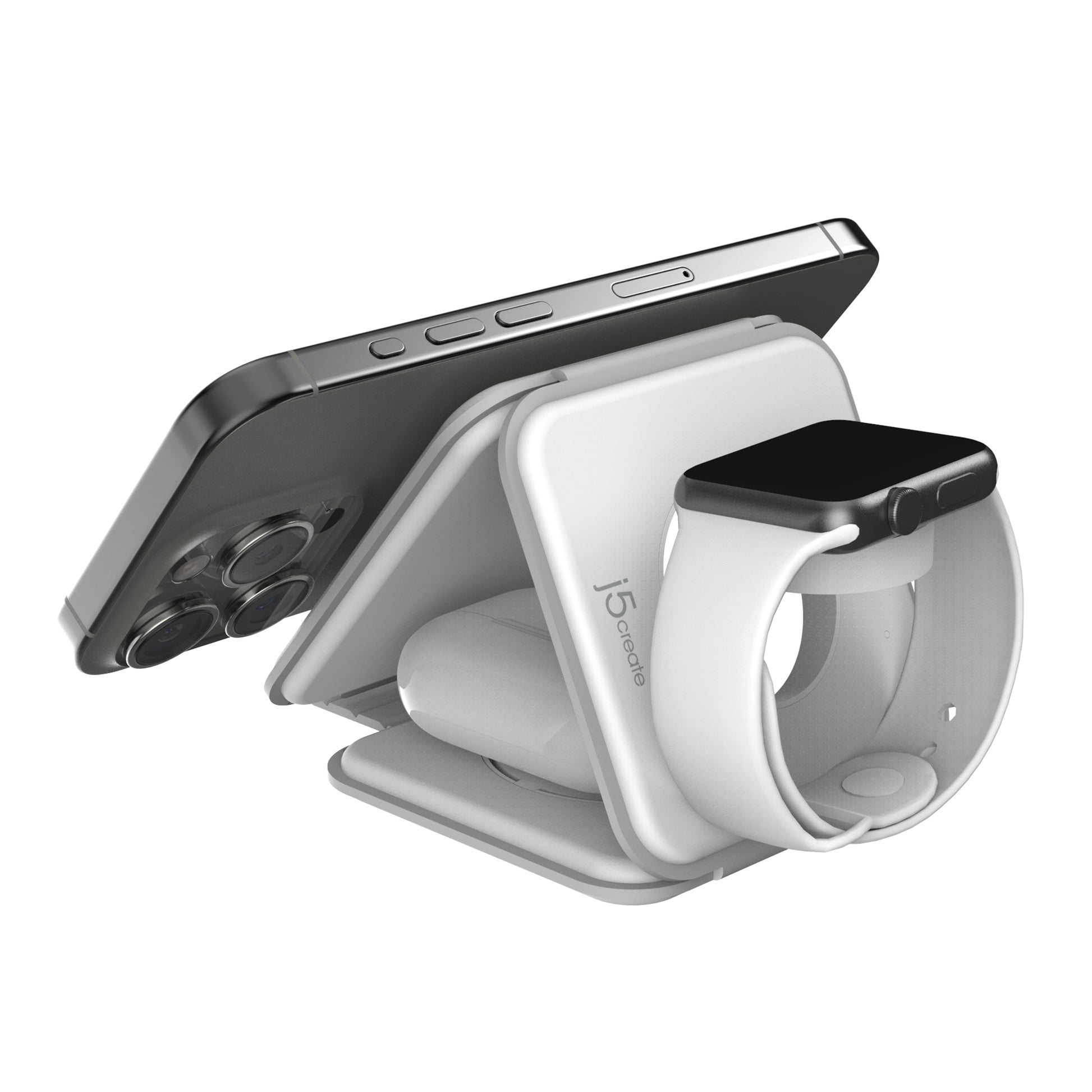 j5create QI2 Ladestation – Qi, magnetisch, kabellos – für Smartphones, Smartwatch, True-Wireless-Kopfhörer