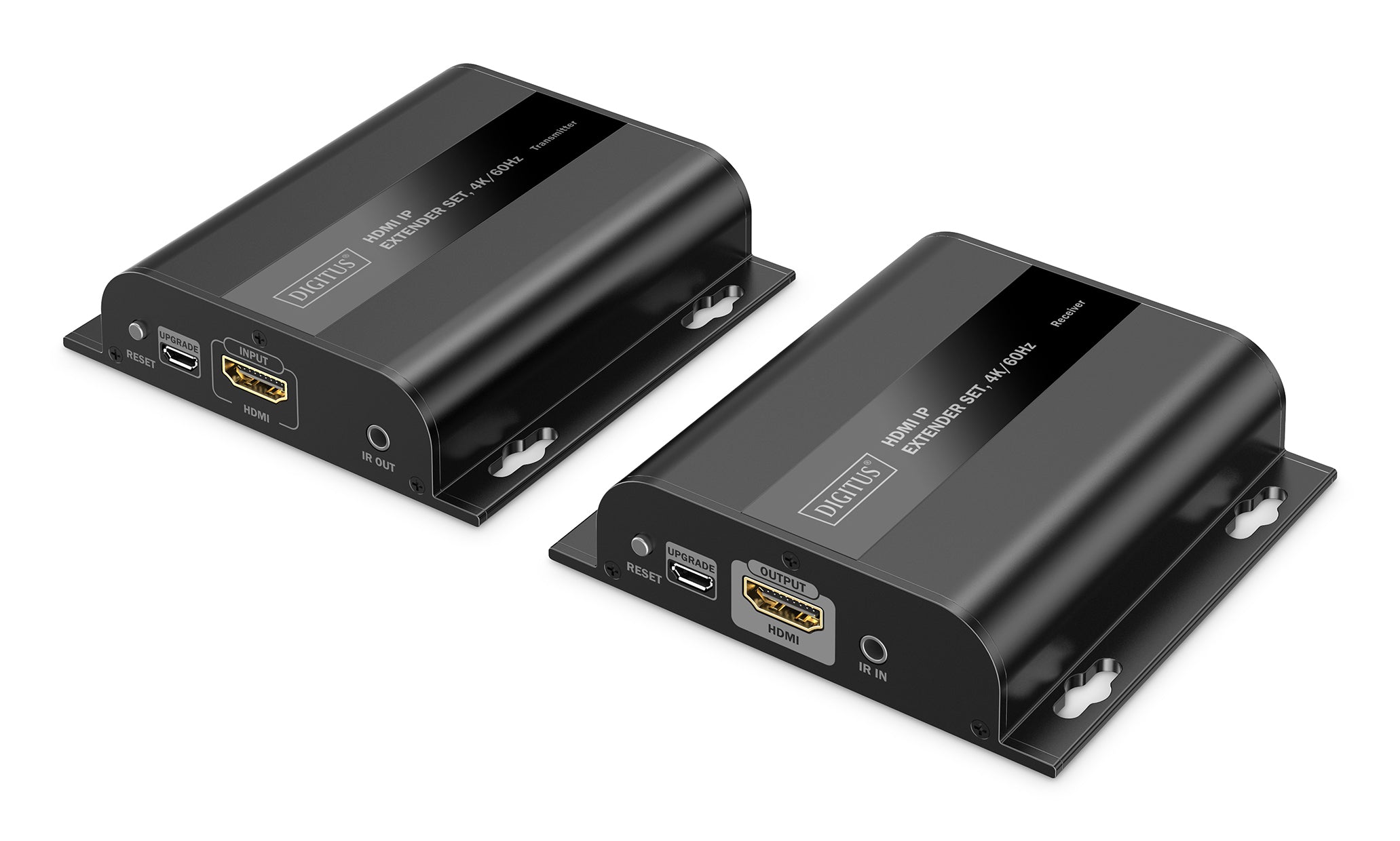 Digitus HDMI-IP-Extender-Set – 4K UHD, HDMI 2.0, Cat6, 200 m – Schwarz, Metall