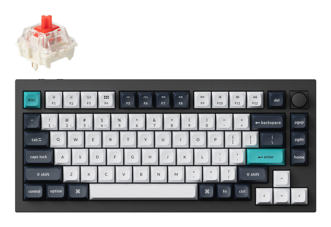Keychron Q1 Max – Tastatur 75% – Mechanisch (Red Switch) – Bluetooth & 2,4 GHz – USB-C – QWERTZ (CH) – RGB