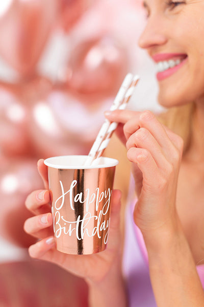 PartyDeco Becher, Papier – 2,6 dl, Roségold – 6 Stk.