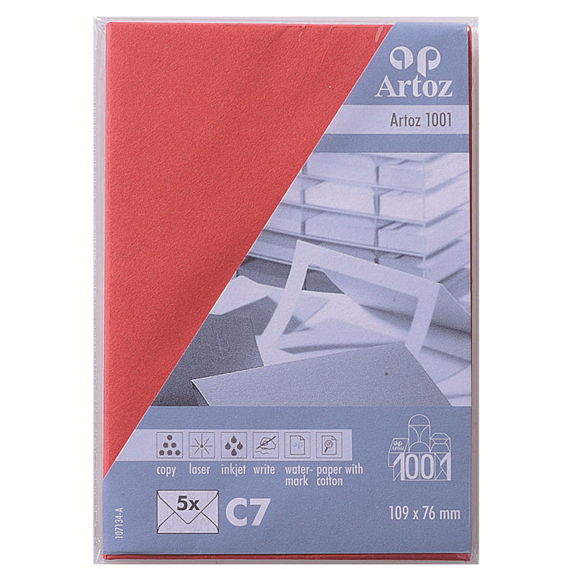 Artoz Couvert C7, ohne Fenster, selbstklebend, rot, 100 g/m² – 5 Stk.