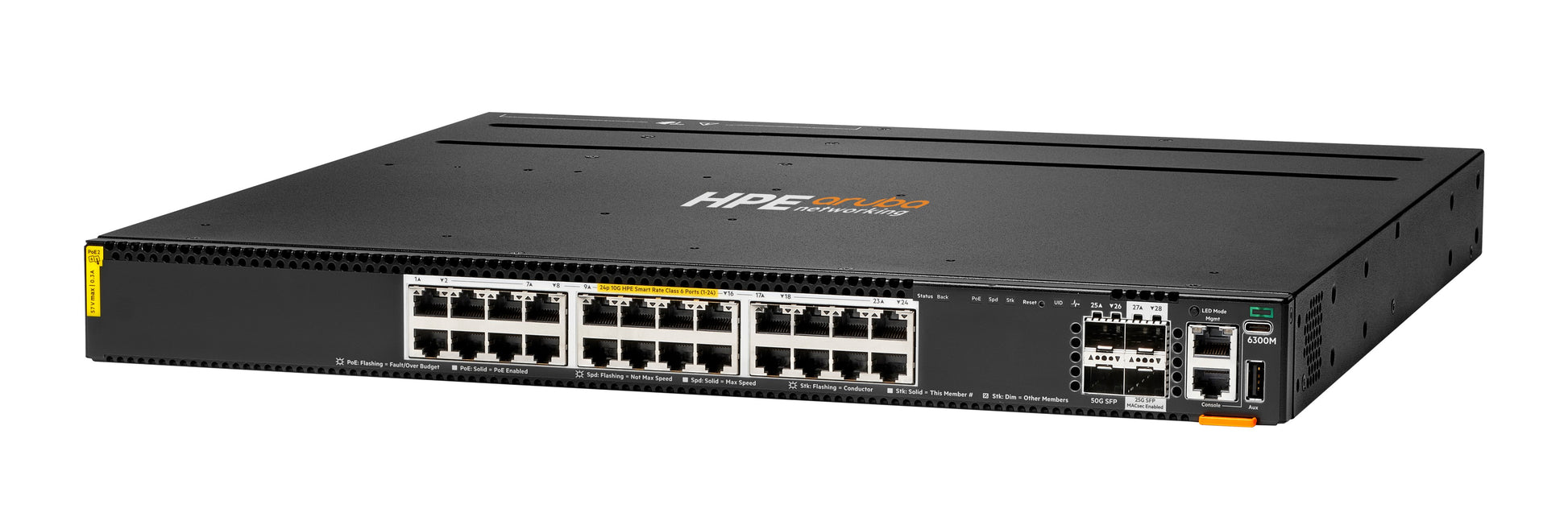 HPE Aruba CX 6300M 24P – Managed Switch – 24× 10G, 4× SFP+, PoE++