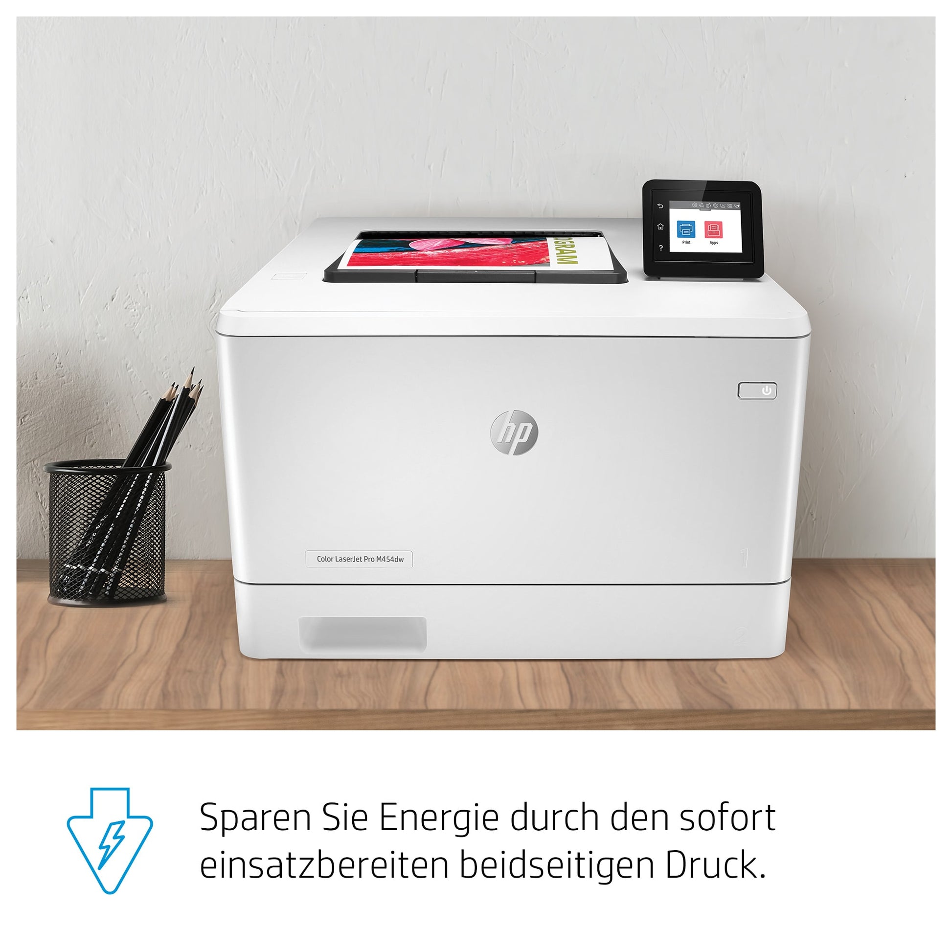 HP Color LaserJet Pro M454dw – A4, Farbe, Duplex, 27 S./Min., 600 × 600 dpi, WLAN/LAN/USB, Papier: 300 Blatt