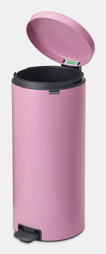 Brabantia NewIcon Treteimer – 30 l – Edelstahl, rund – Rosa – Soft-Close, mit Innenkübel