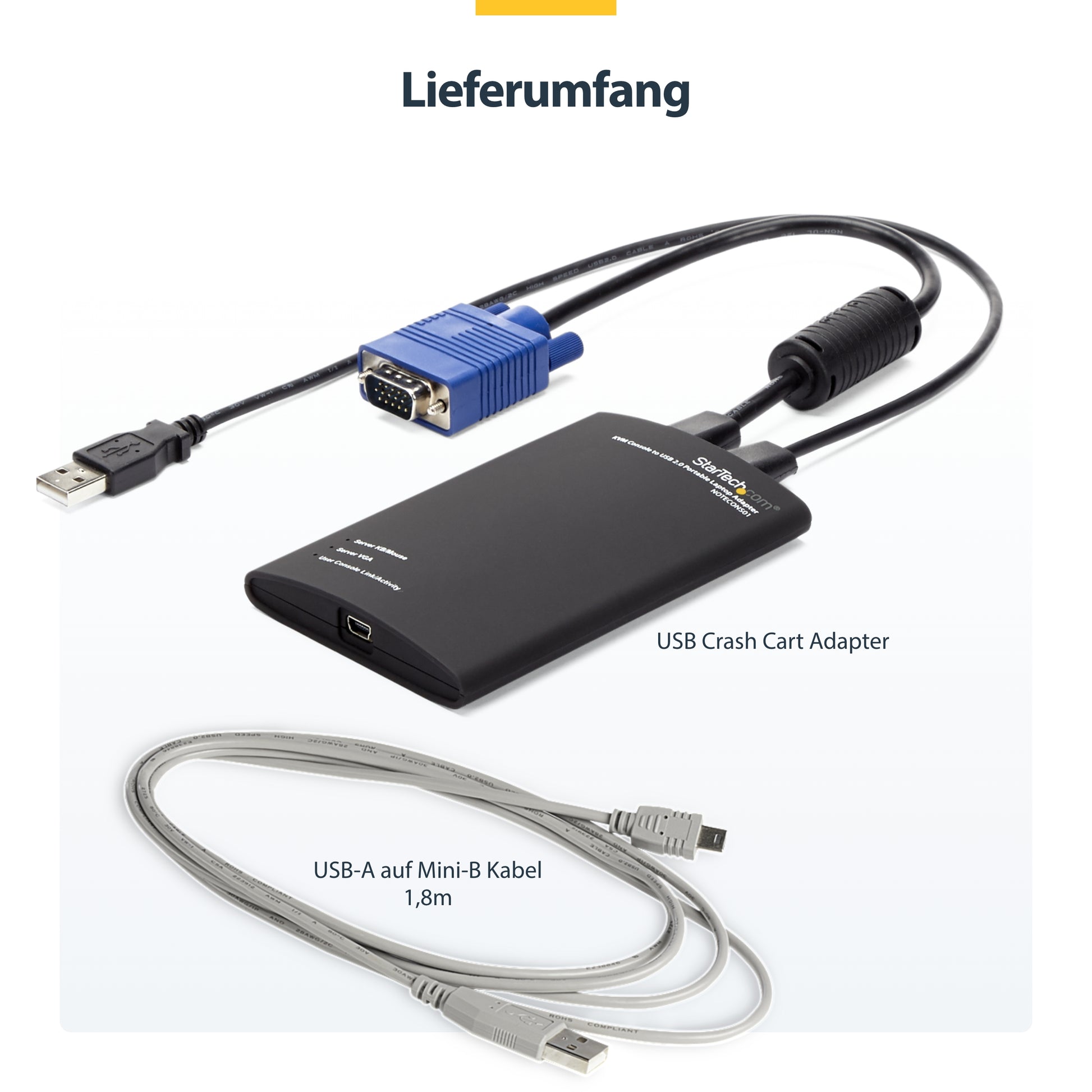 StarTech.com USB-Extender (KVM Crash-Cart Adapter) – VGA, USB 2.0, USB Mini-B/USB A, PS/2 – für Laptop