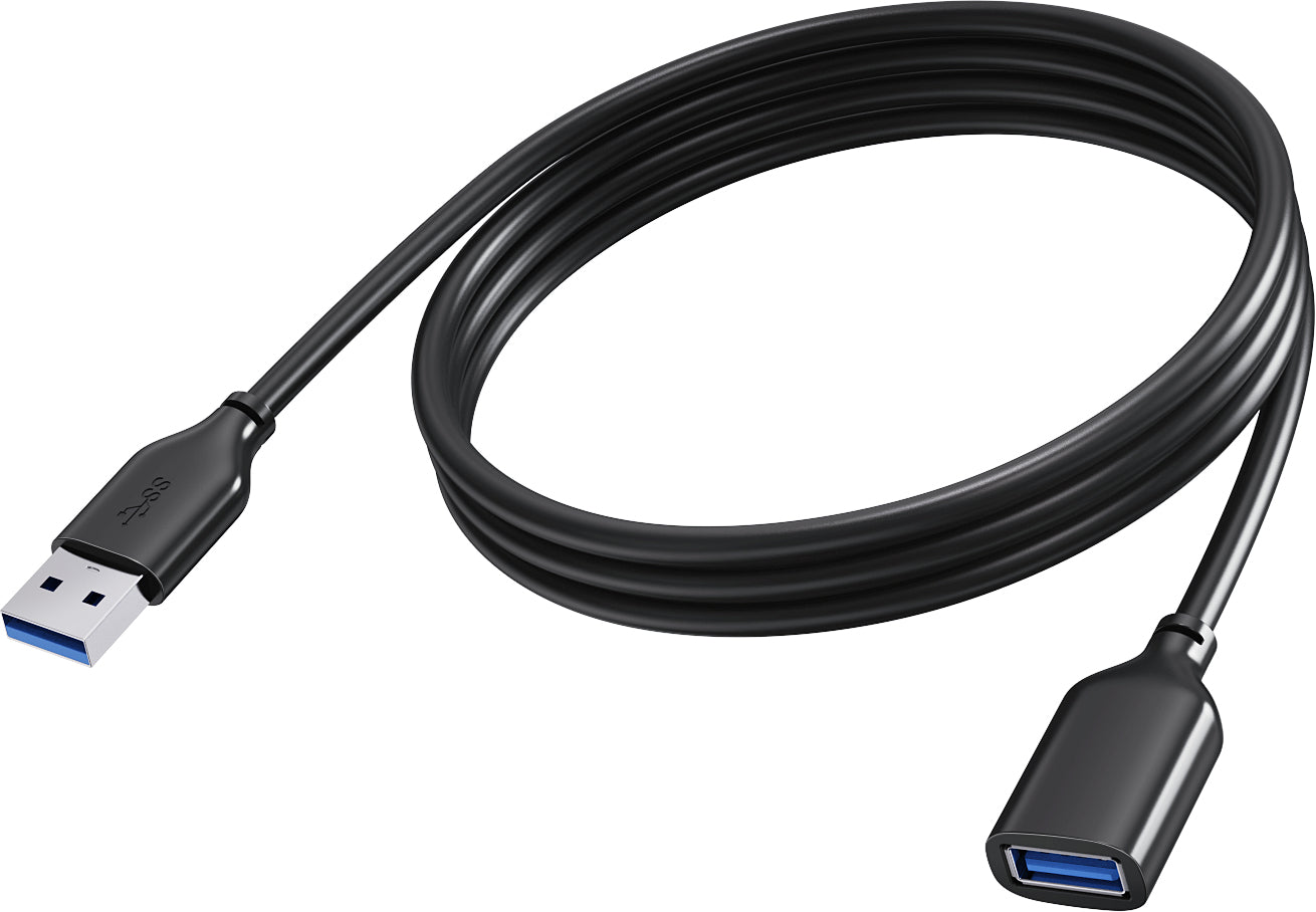 Vision USB-A Verlängerungskabel (Stecker auf Buchse) – USB 3.2 Gen 1 (5 Gbit/s) – 2 m – PVC-Mantel – Schwarz