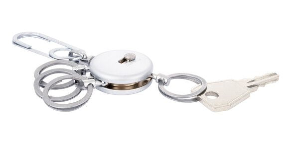 TROIKA Schlüsselring Patent Easy Rund – 4 ausklinkbare Ringe, Messing, Silber, 50 × 93 × 9 mm