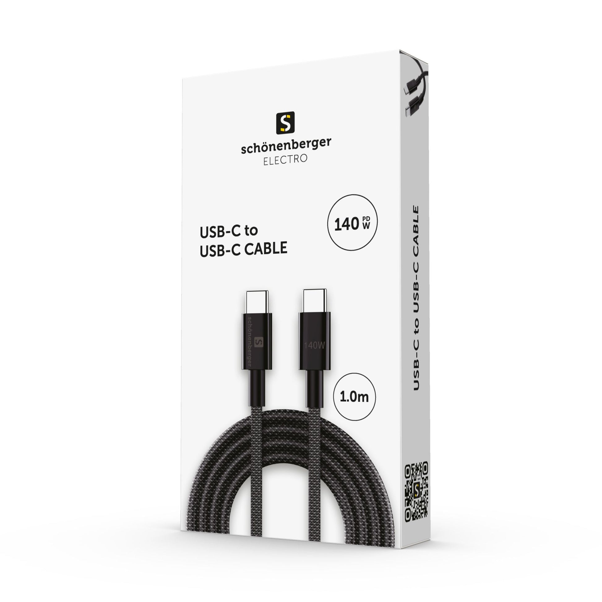 M. Schönenberger USB-C auf USB-C Kabel – USB 2.0 (480 Mbit/s) – 1 m – Schnellladung, Schwarz