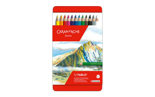 Caran d-Ache Caran d'Ache Buntstifte Pablo – 12 Farben, im Metalletui, Ø 3,8 mm, FSC