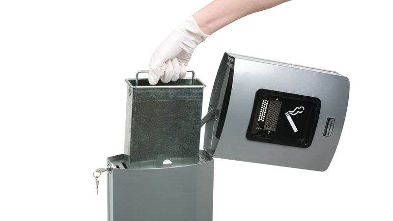 Rubbermaid Standascher Metropolitan Smokers' Station – Metall, schwarz, Ø Sockel 427 × H 1'087,1 mm
