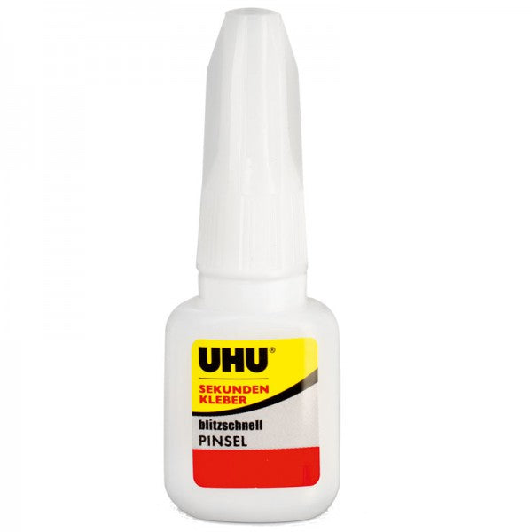 UHU Sekundenkleber – Pinselapplikator, permanent, transparent, 5 g, für Holz, Porzellan, Metall u. a.