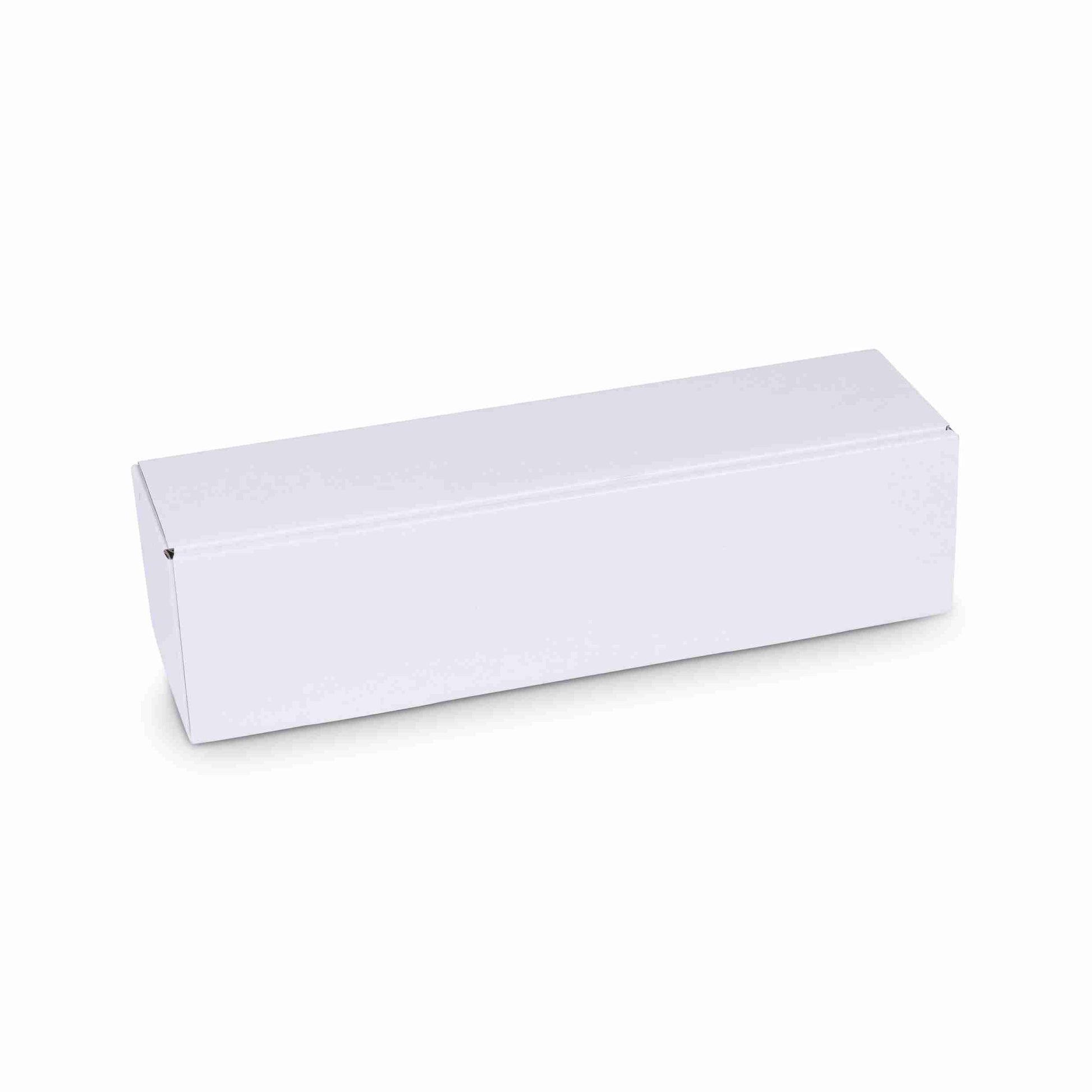 Model Geschenkbox Karton, glänzend weiss – 360 × 88 × 88 mm – für Flasche oder Buch – 1 Stk., ab 20 Stk.