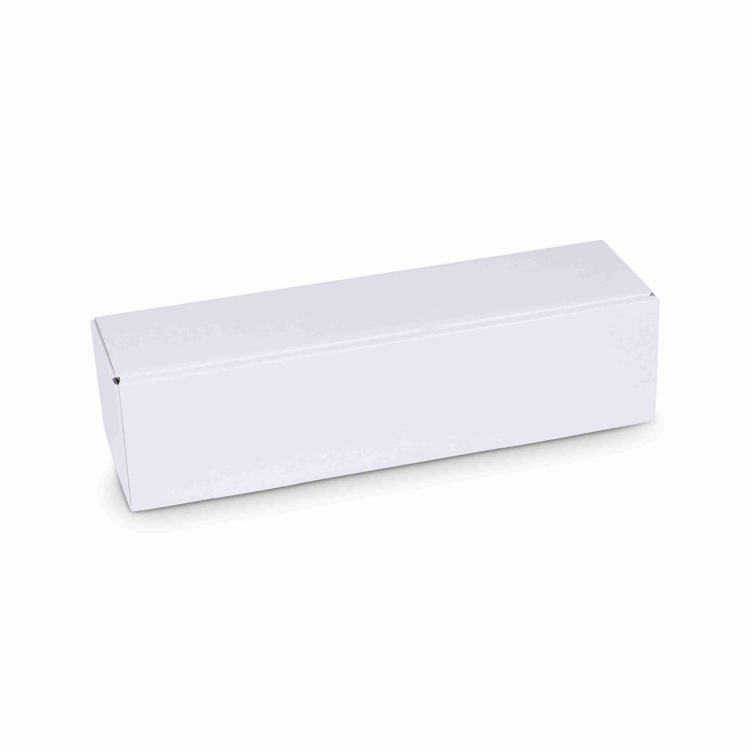 Model Geschenkbox Karton, glänzend weiss – 360 × 88 × 88 mm – für Flasche oder Buch – 1 Stk., ab 20 Stk.
