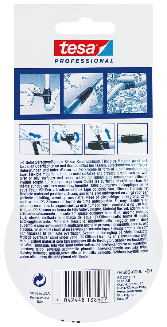 TESA Xtreme – 25 mm × 3 m, schwarz, Silikon, permanent, hitzebeständig, für Metall, 1 Stück