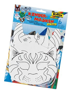 Folia Bastelset Kindermasken 'Tiere' – Karton, 6 Stück