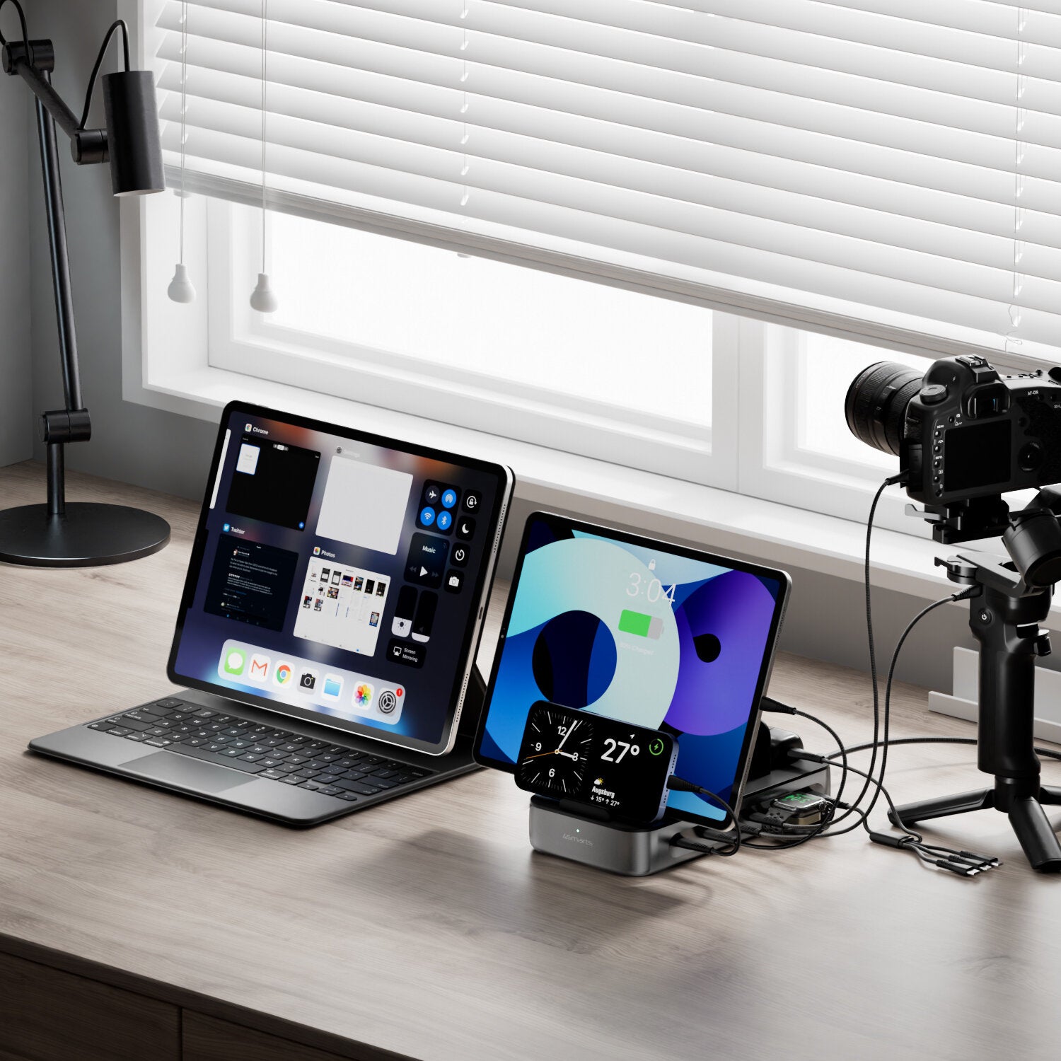 4smarts Ladestation Team USB-Desktop-Ladegerät 100 W – USB-C×5, USB-A×1 – für Apple – Schwarz