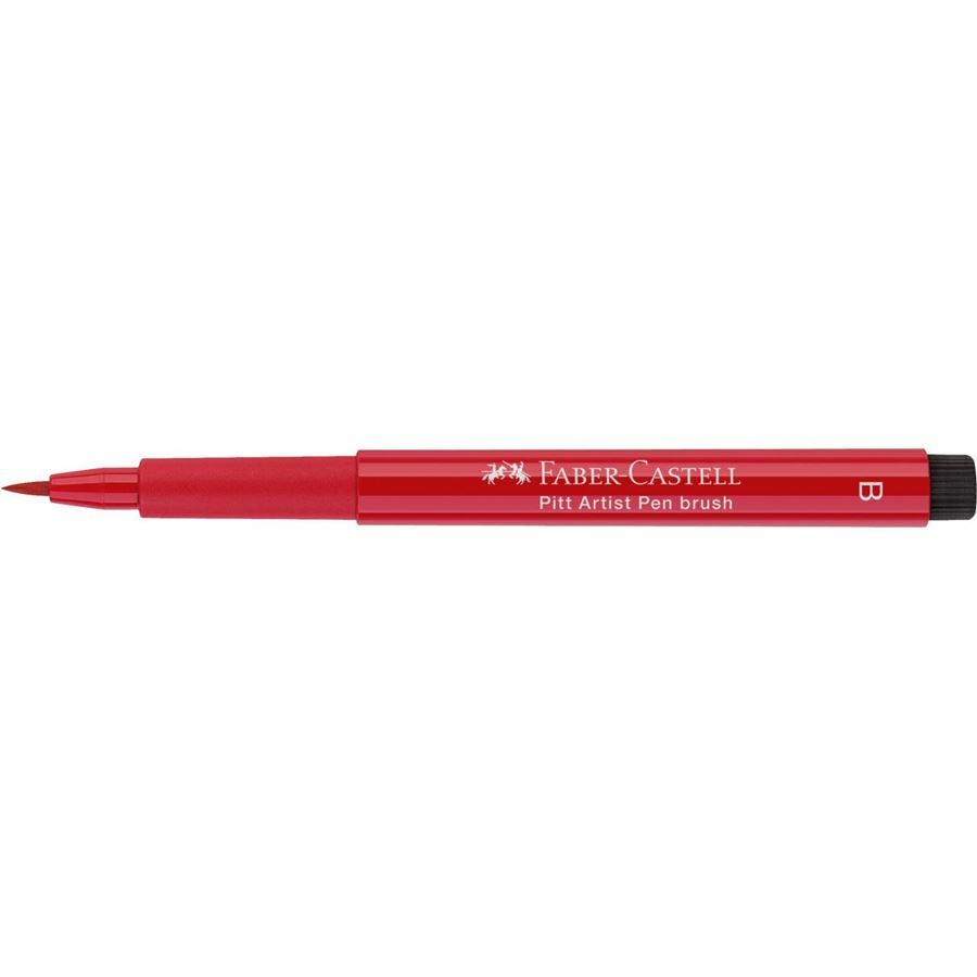 Faber-Castell Pitt Artist Pen Pinselstift – Pinselspitze, 2,5 mm, pigmentiert, wasserfest, tiefes Scharlachrot