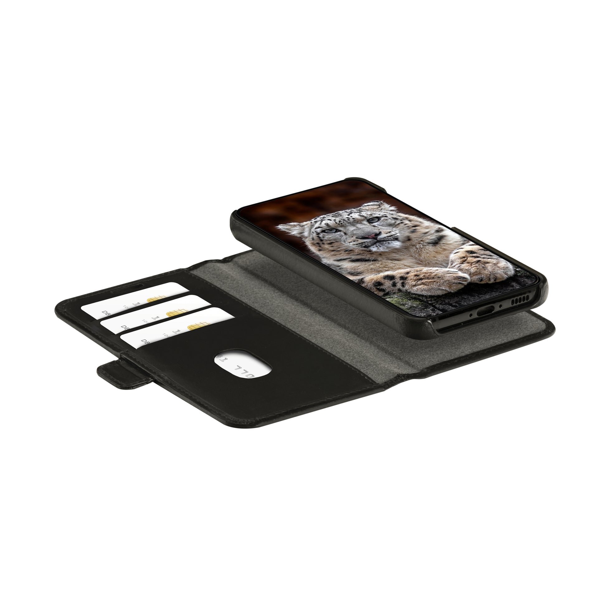 dbramante1928 Lynge – Wallethülle – für Samsung Galaxy A55 5G – 3 Kartenfächer, Leder, Schwarz