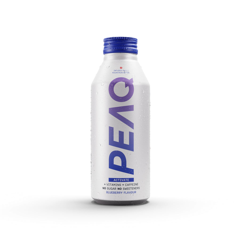 PEAQ Activate – Leicht prickelndes Vitaminwasser, Heidelbeere, mit Vitaminen & Koffein – 12 × 47,3 cl
