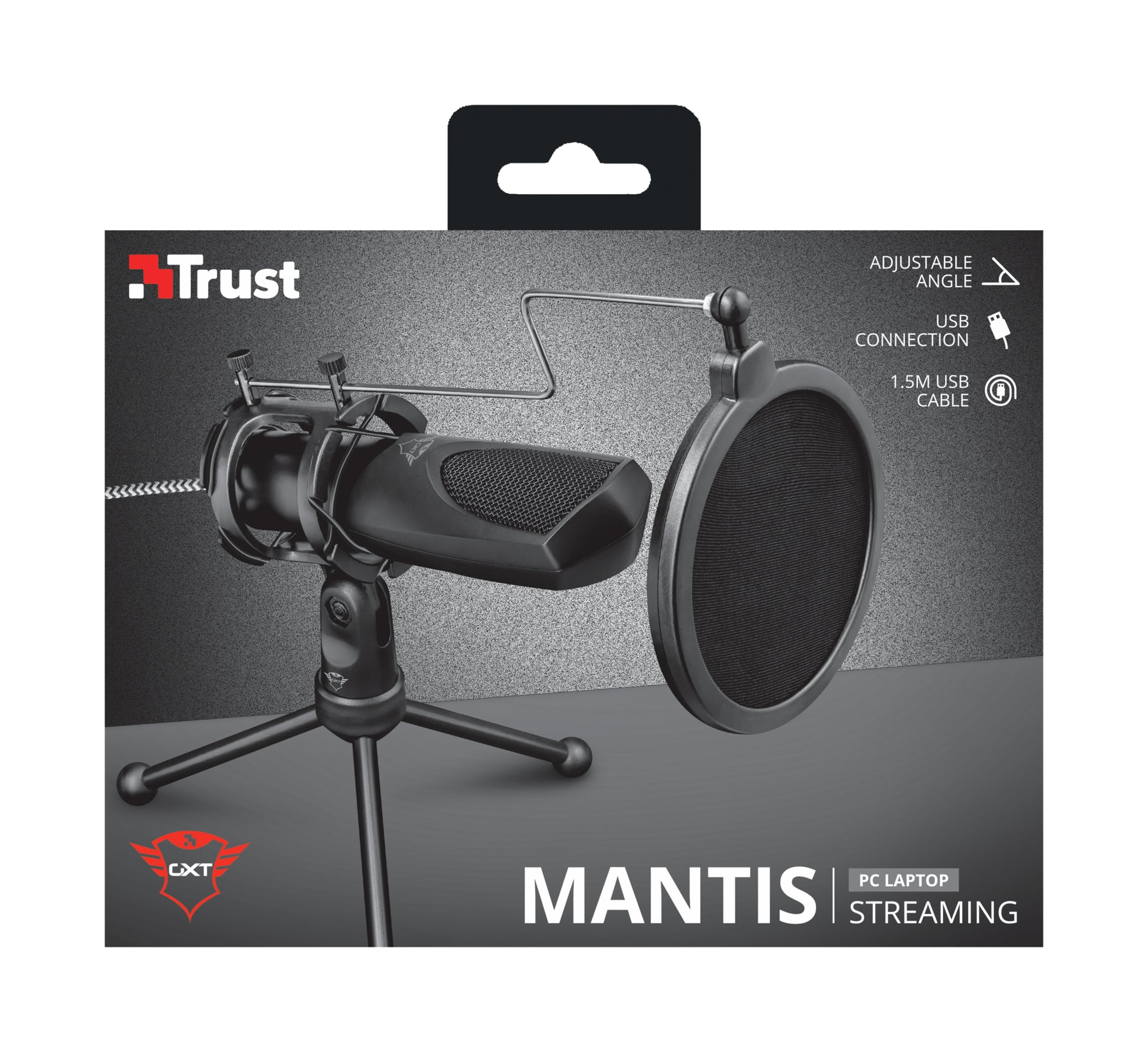 Trust GXT 232 Mantis – Tisch-/Desktopmikrofon, USB, Kugel, Kondensator, Gaming, Schwarz