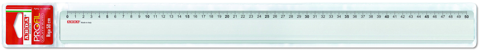 ARDA Wandtafel-Lineal 50 cm – Aluminium, Silber, mit Tuschekante, rutschfest
