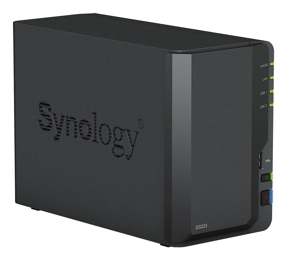 Synology DS223 – 2-Bay Desktop NAS – Realtek RTD1619B, 2 GB RAM, 1GbE, DSM, 16 TB HDD vorinstalliert