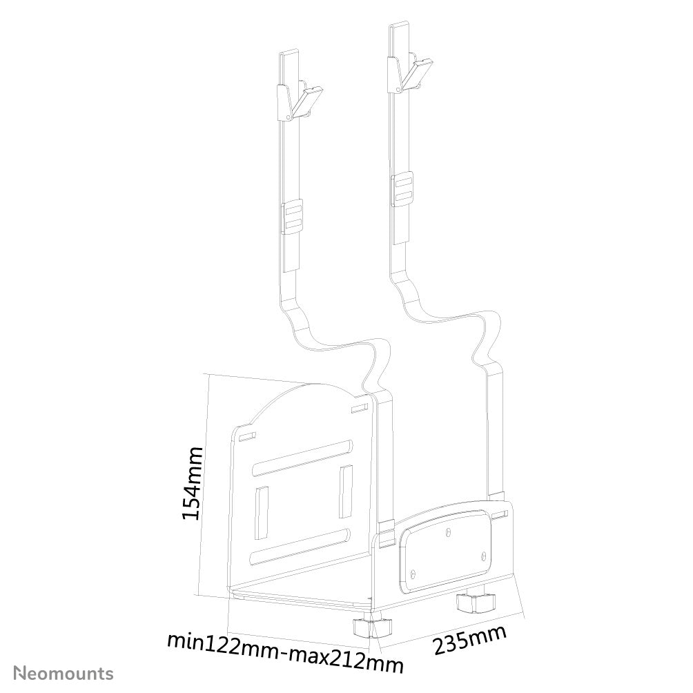 Neomounts CPU-W100BLACK – PC-Halterung (Wand) – Verstellbar (B 120–210 mm), 10 kg, Schwarz