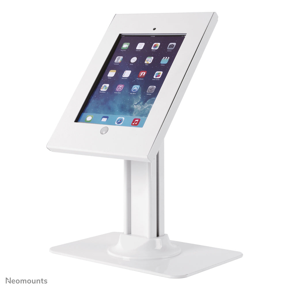 Neomounts Tablet-Tischhalterung für iPad 2–4, iPad Air/Air 2 – VESA 75×75, abschliessbar – Weiss