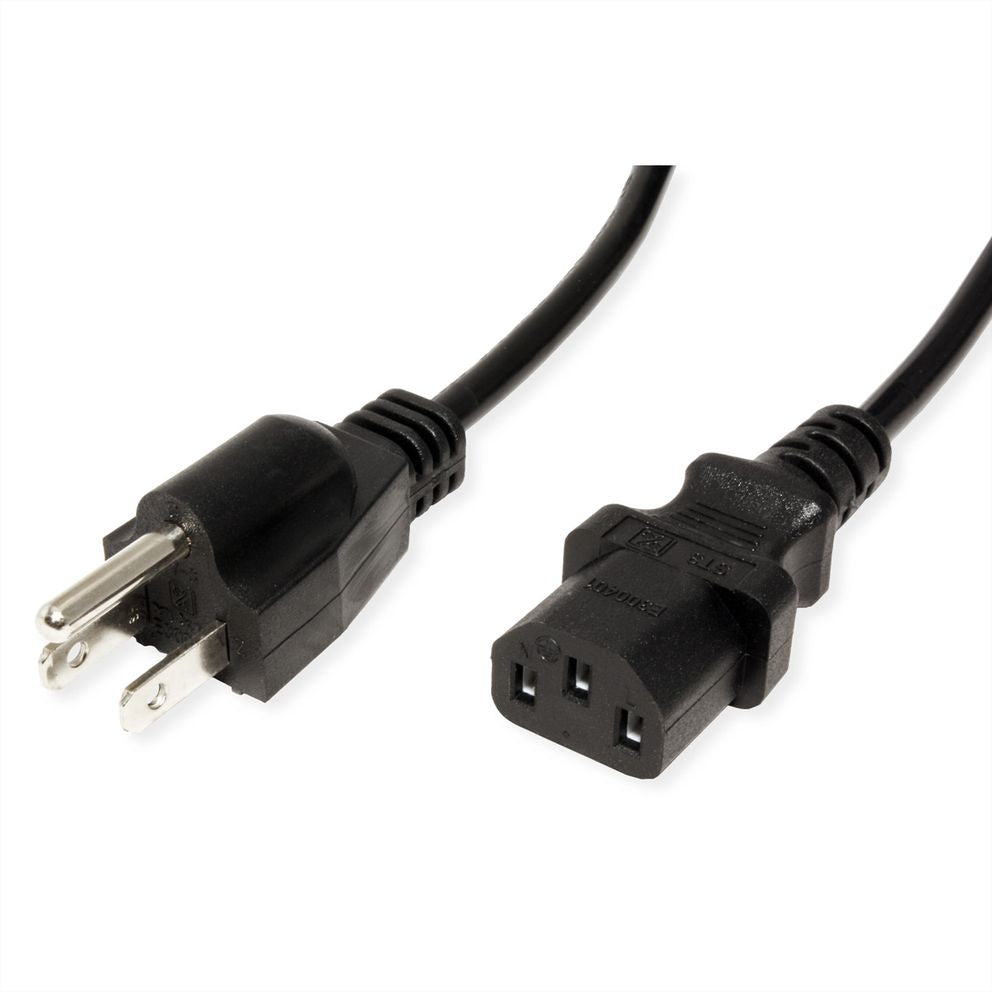 VALUE Netzkabel – NEMA 5-15–IEC C13, 1,8 m, 125 V/10 A, schwarz