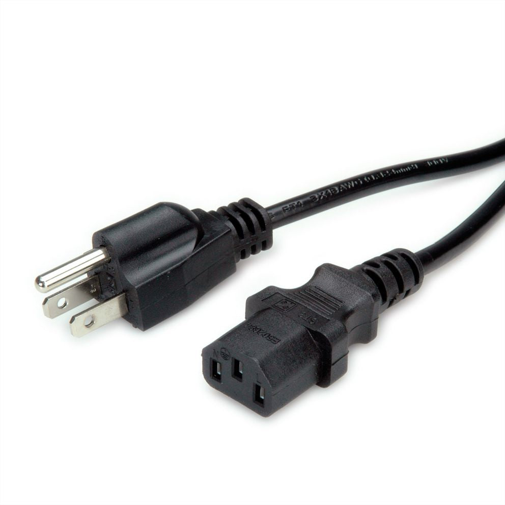 VALUE Netzkabel – NEMA 5-15–IEC C13, 1,8 m, 125 V/10 A, schwarz