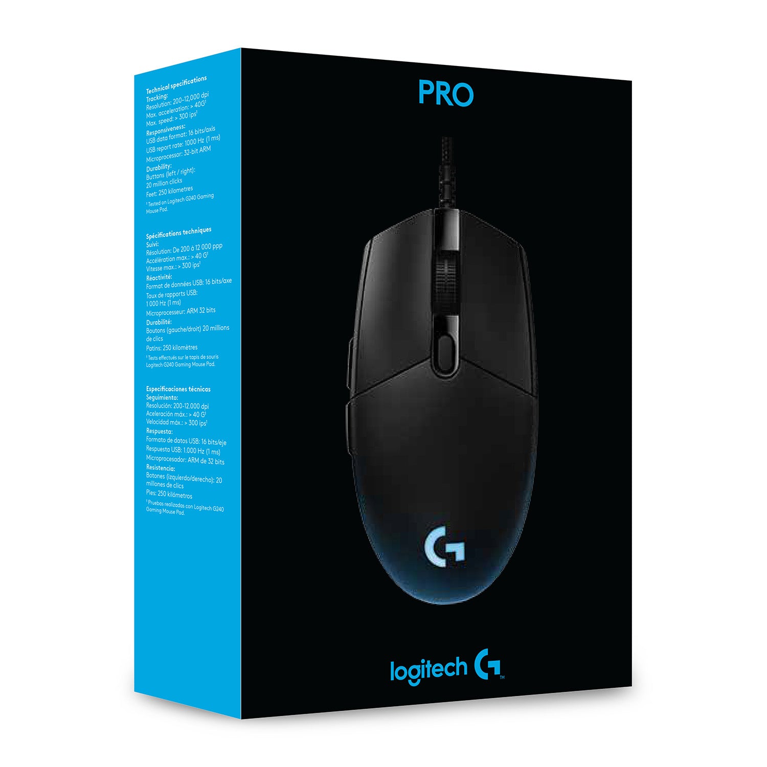 Logitech G PRO HERO – Gaming-Maus – Kabelgebunden (USB‑A), 25600 DPI, RGB-Beleuchtung, rechts, Schwarz