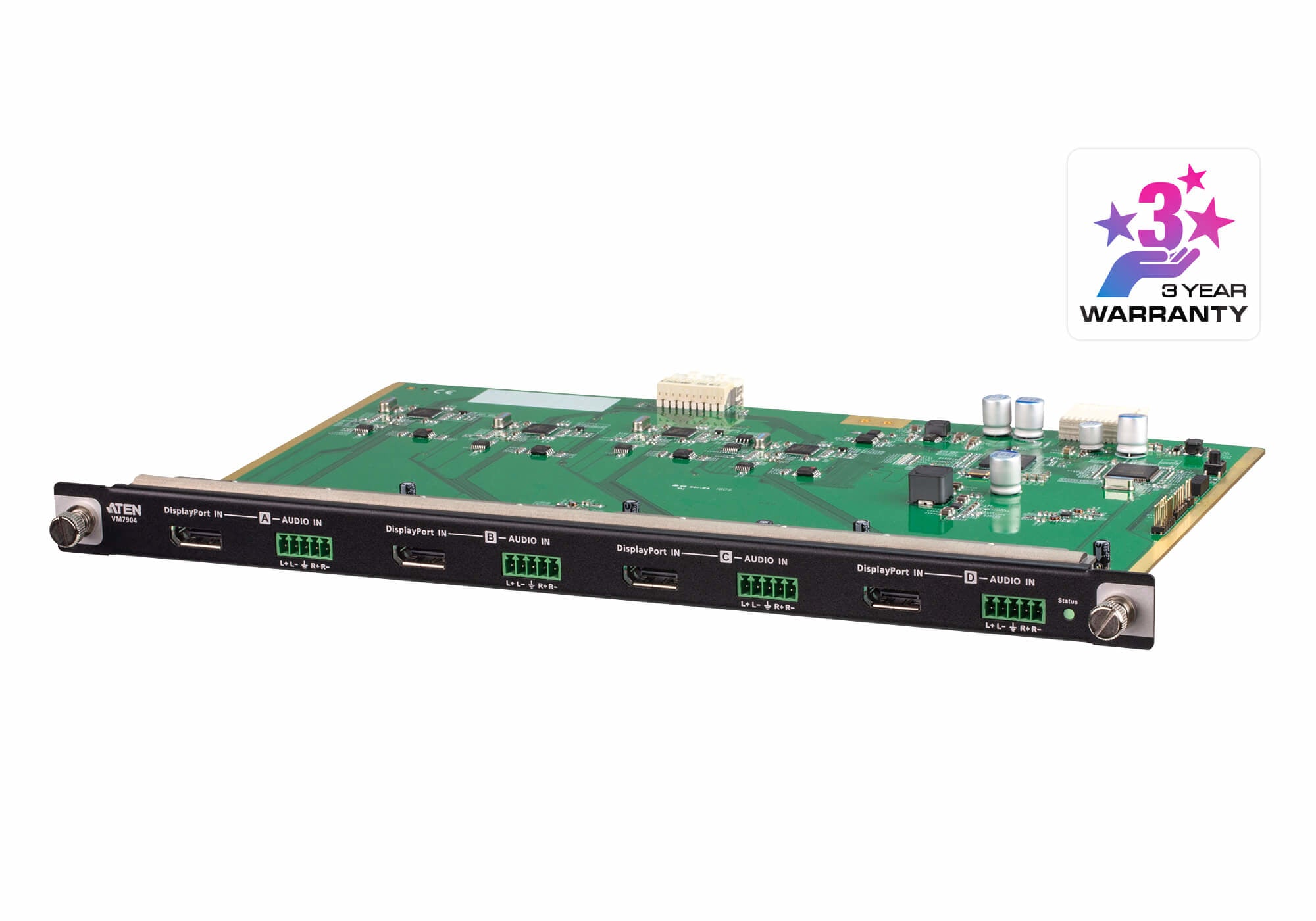 ATEN VM7904 – DisplayPort Eingabekarte, 4× DP In, 4K@30 Hz, HDCP 2.2, EDID, Hot-Swap, für VM1600A/VM3200