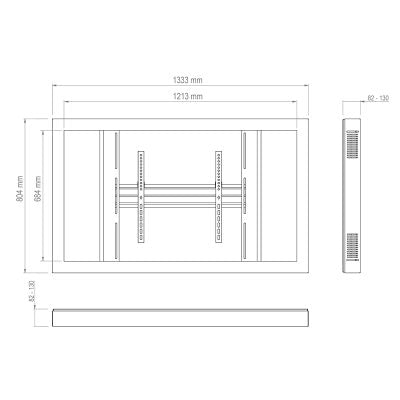 Hagor Enclosure Display-Gehäuse – VESA 600×400 mm, Landschaft, Metall – für 55" TVs – Schwarz