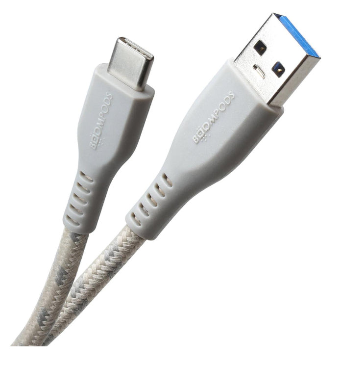 Boompods USB-A auf USB-C Kabel – 1,5 m – PD 60 W – Geflochten – Titan – für iPhone 15, Galaxy S23 und mehr