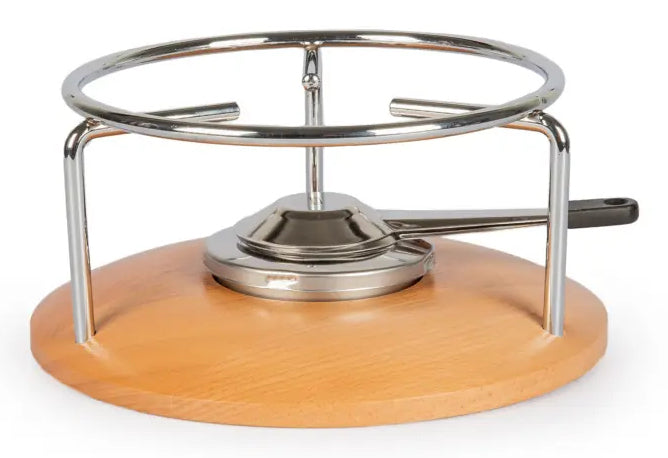 Stöckli Käsefondue-Set Sätnis 22 cm, 8-teilig, für 6 Personen – mit Pastenbrenner, Metall, für Induktion, braun