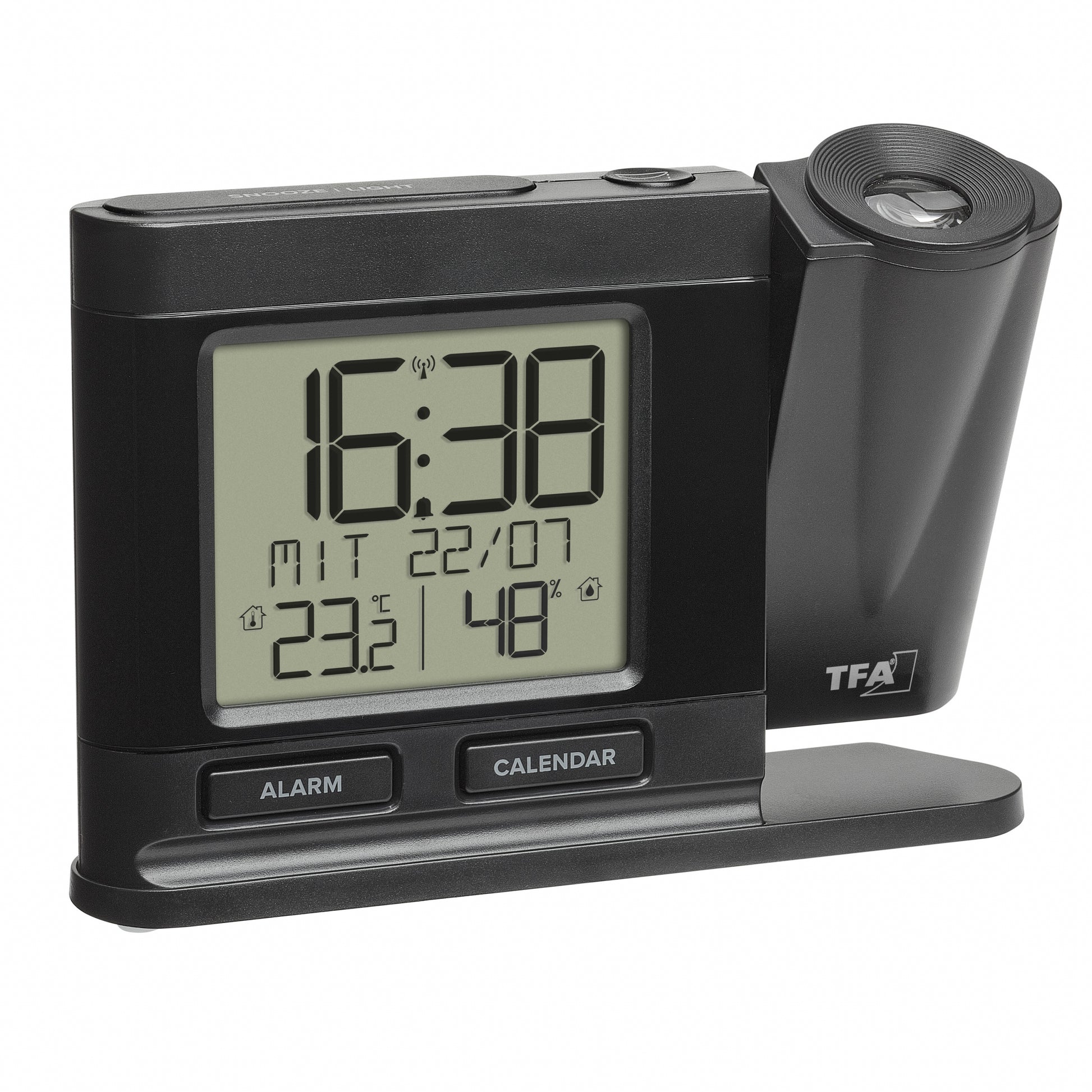 TFA-Dostmann TFA Dostmann Projektionswecker – Funk, Thermometer, 14,9 × 10,4 × 3,8 cm, Schwarz