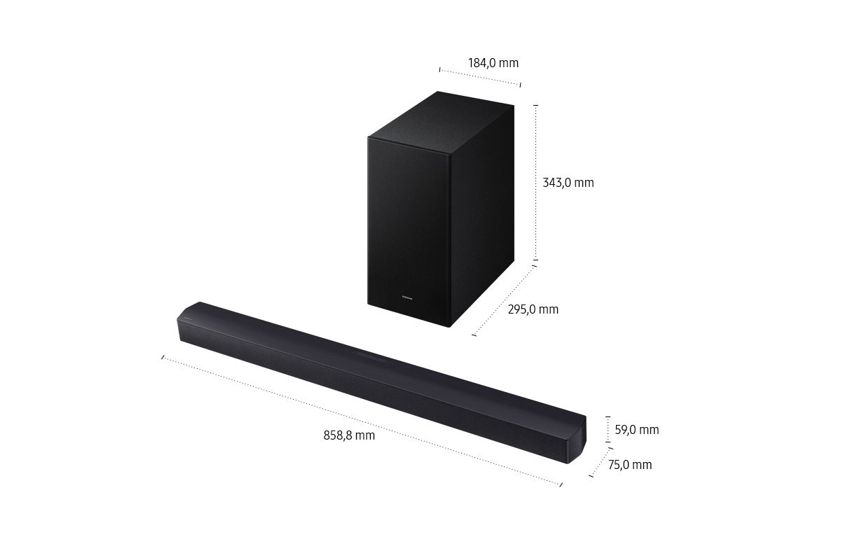Samsung HW-B460GF – Soundbar – 2.1, DTS Virtual:X, mit kabellosem Subwoofer – Schwarz