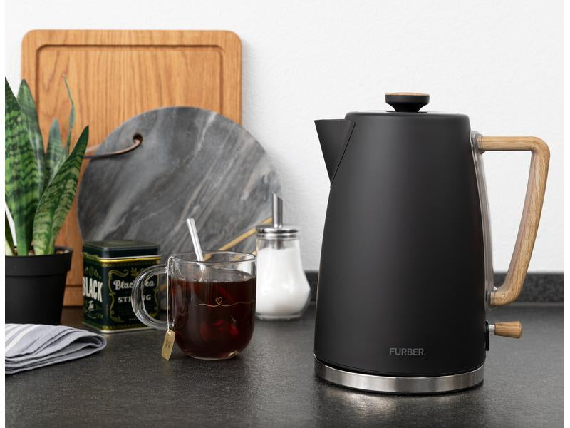 Furber. Furber Chaplin Wasserkocher – 1,7 l, Edelstahl, Schwarz matt, F01091