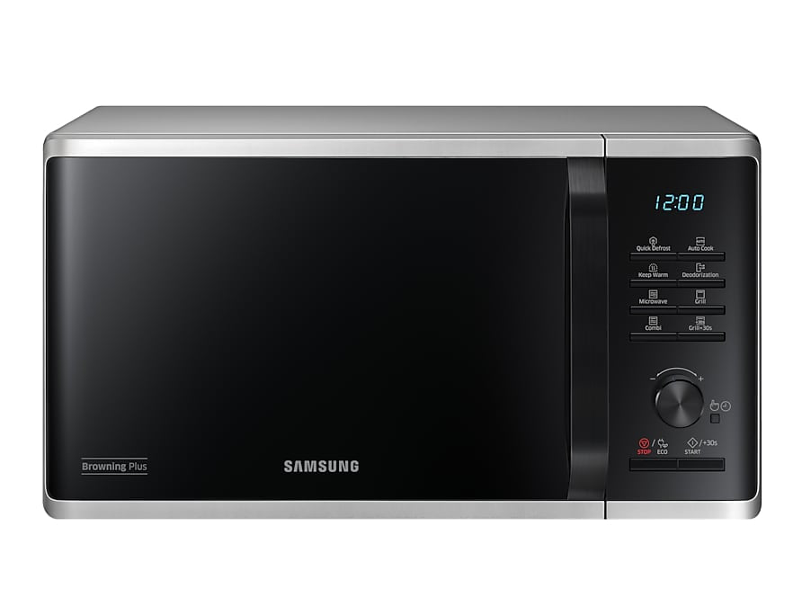 Samsung Mikrowelle MG23K3505AS/SW – 23 l, Grill & Keramikboden, 800 W – Silber
