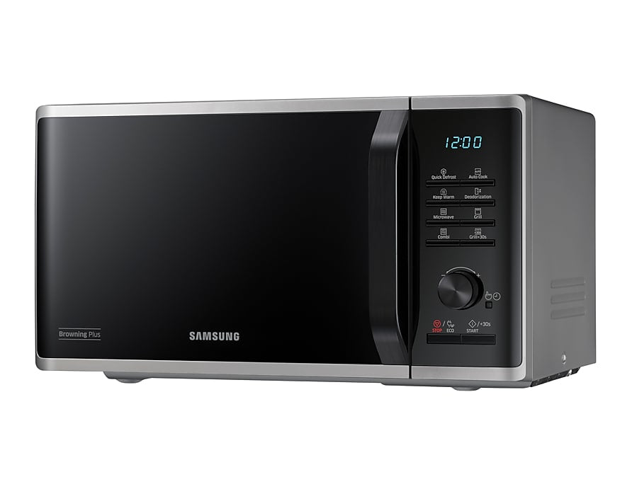 Samsung Mikrowelle MG23K3505AS/SW – 23 l, Grill & Keramikboden, 800 W – Silber