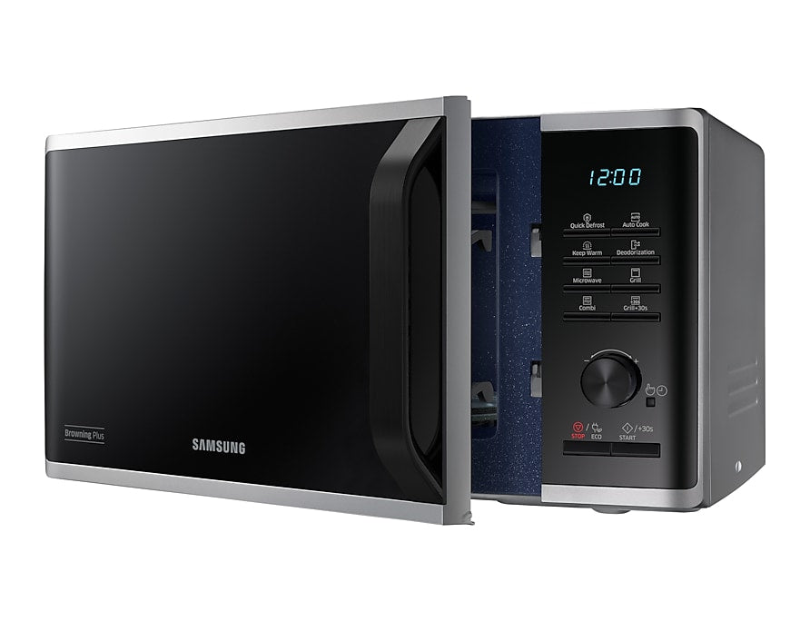 Samsung Mikrowelle MG23K3505AS/SW – 23 l, Grill & Keramikboden, 800 W – Silber