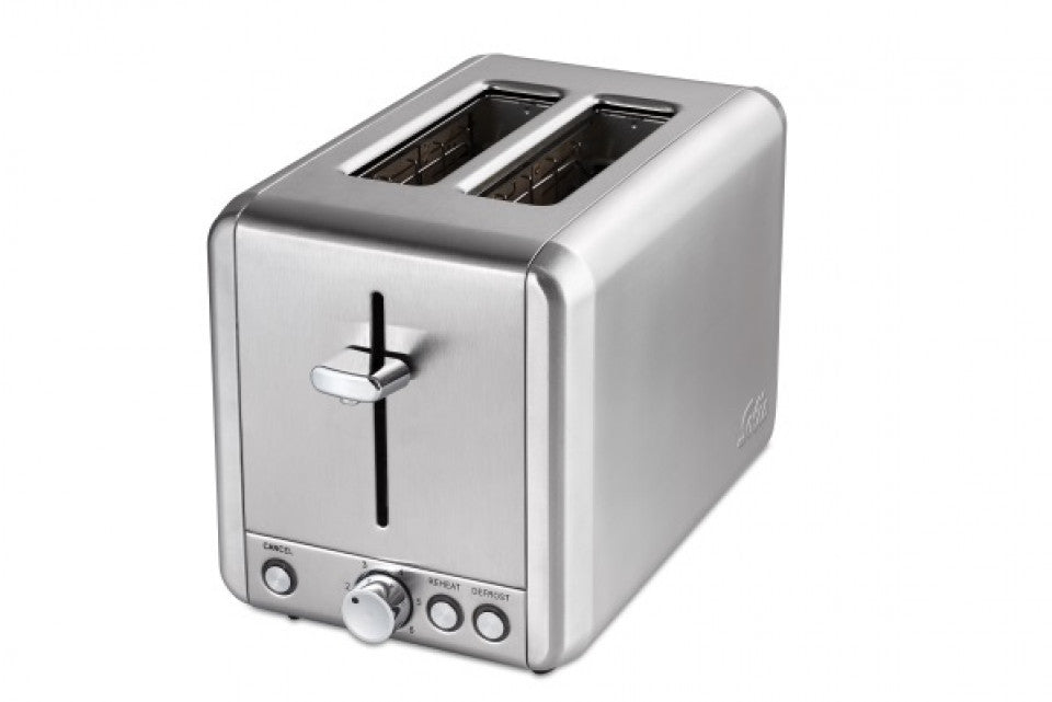Solis Toaster Steel Typ 8002 – 2 Scheiben, 925 W, Brötchenaufsatz – Edelstahl